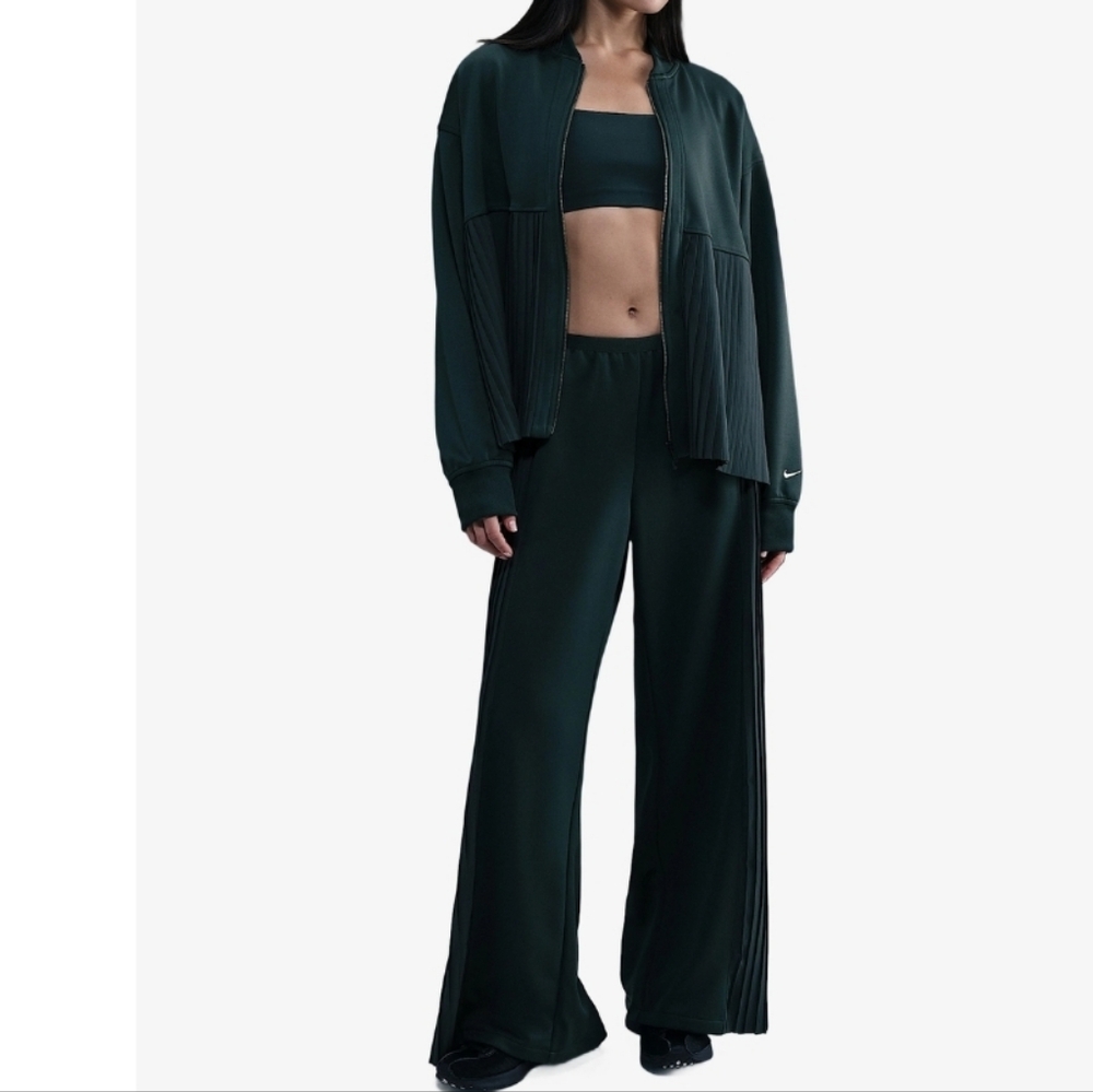 Women's Dark Green Pleated Nike Set